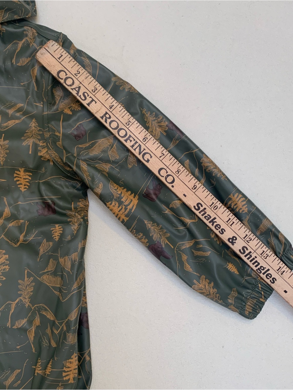 Mikk-line Forest Print Kids Rain Jacket - Green Danish Outdoors - Picture 10 of 15